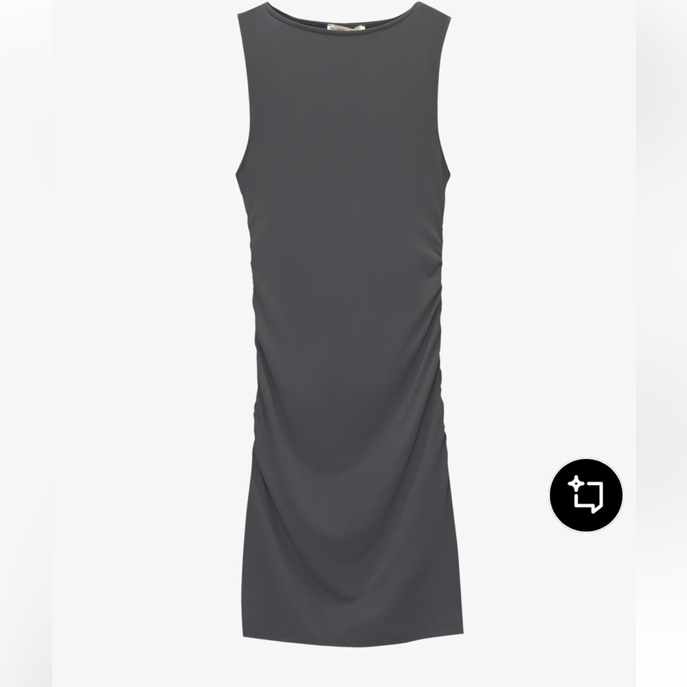 Pull&Bear Dark Grey Ruched Mini Dress